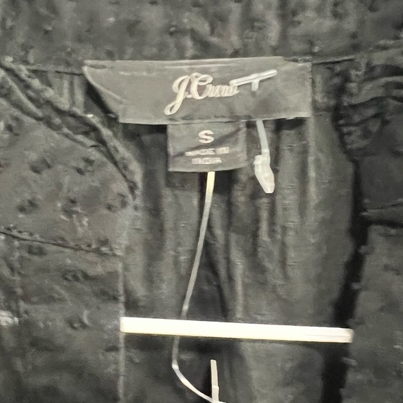 New with Tags J Crew Ruffle-trim V-neck popover in clip dot in Black - Picture 6 of 6